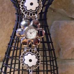 FREE SHIPPING - Flower Bracelet Button Watch Band